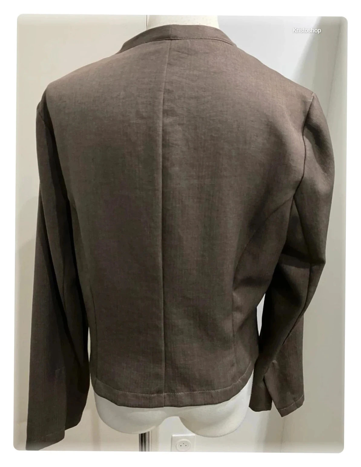 Korte blazer Vintage Claire Delandes bruin lange mouwen Maat 40 – photo 5